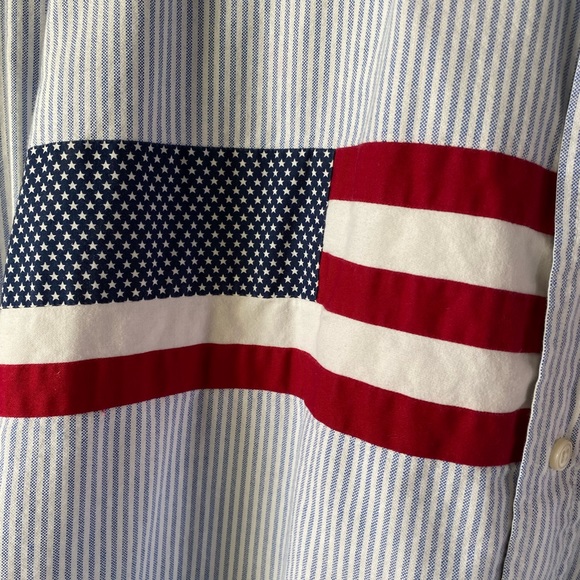 Vintage,Tommy Hilfiger men’s patriotic pinstriped, long sleeve button down shirt - Picture 4 of 6